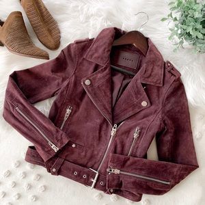 Blank NYC Maroon Suede Moto Jacket